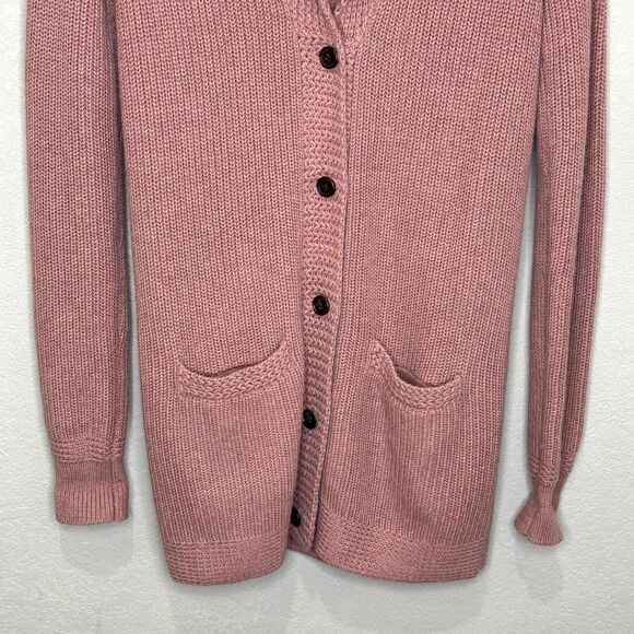 Ralph Lauren Sweater Womens Medium Pink Shawl Collar Cardigan Cotton Cashmere - Picture 6 of 8